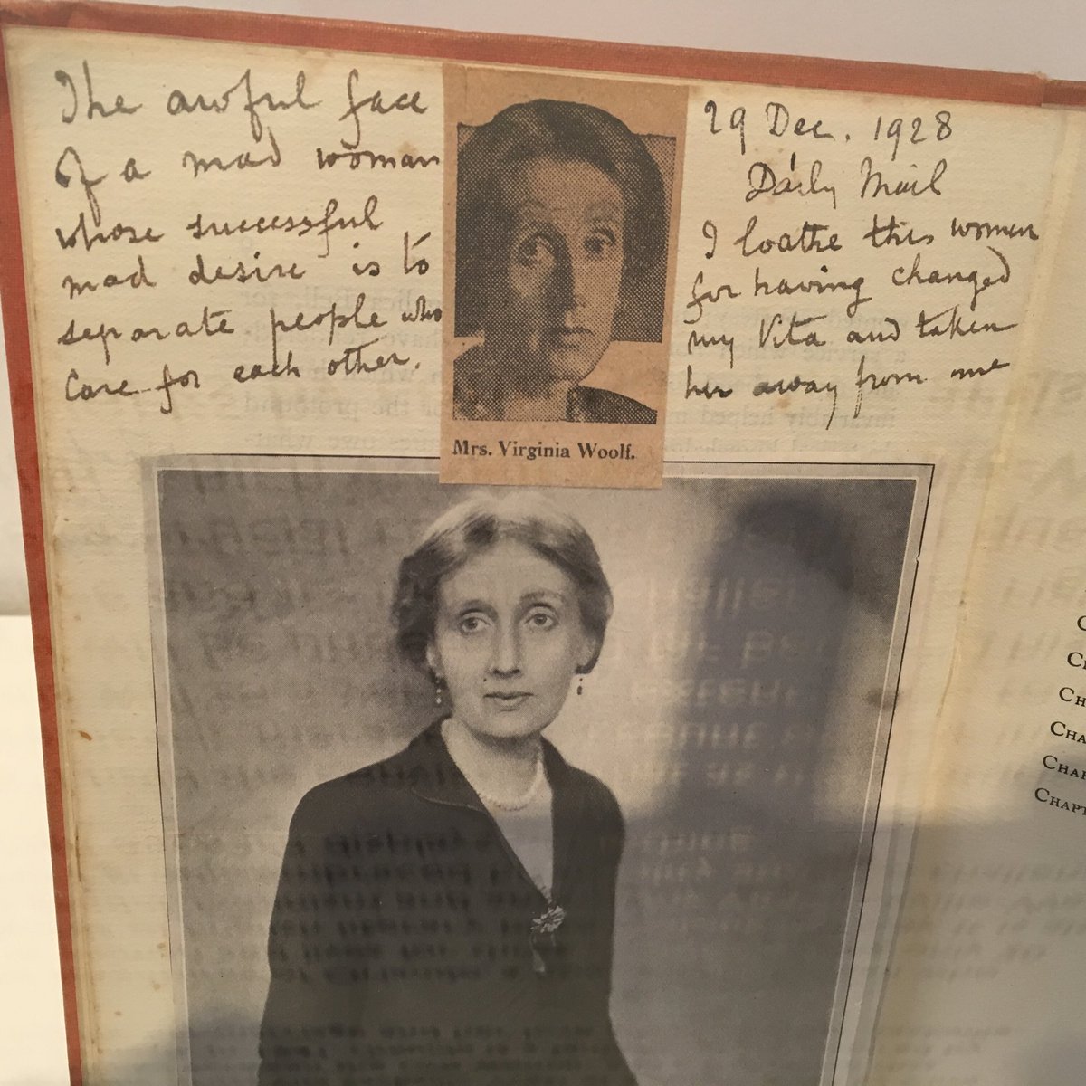 neiljgower's tweet photo. "The awful face of a mad woman..."

Astonishingly vicious inscription by Vita Sackville-West's mother, Victoria, inside her copy of Orlando.

Part of 'Orlando at the Present Time' ⁦@CharlestonTrust⁩ 
#Sussex https://t.co/dReKPVU1Cl