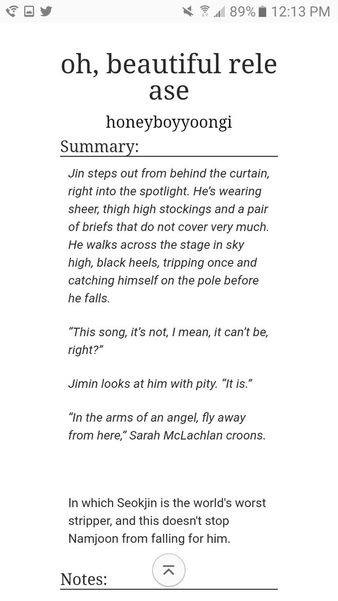 oh, beautiful release by honeyboyoongi• jin is a stripper except he sucks at it but his confidence makes up for it• i died laughing oh my god• joon is whipped either way• its actually adorable  https://archiveofourown.org/works/16016081#main
