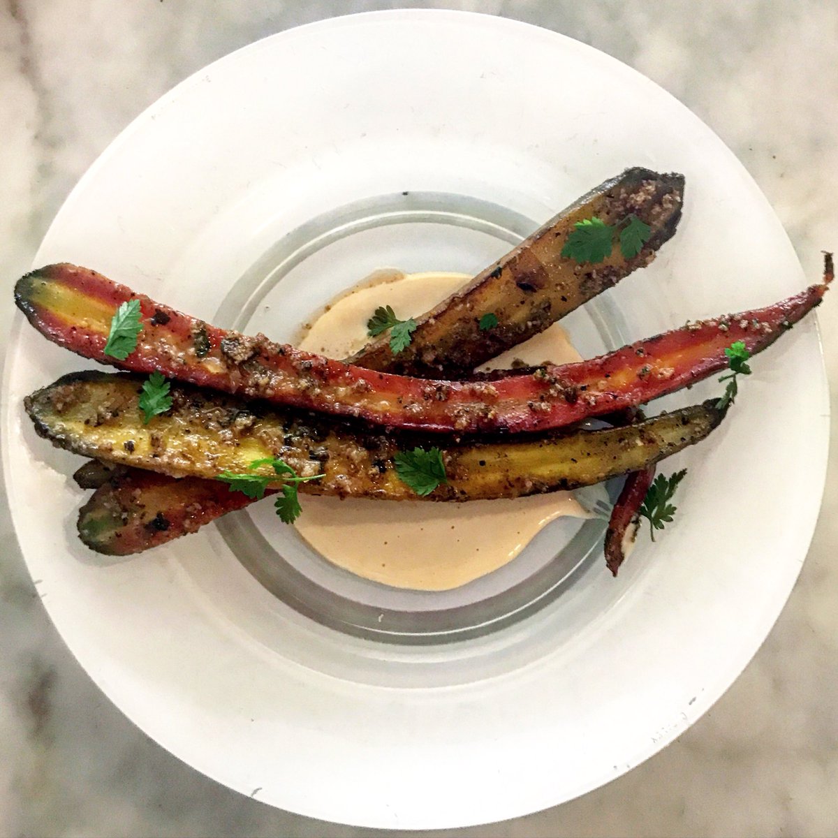 Seasonal heritage carrots with marrow butter, green satsuma &amp; escabeche sauce #seasonalveggies #seasonfood #trangallán #tapas #newingtongreen #n16