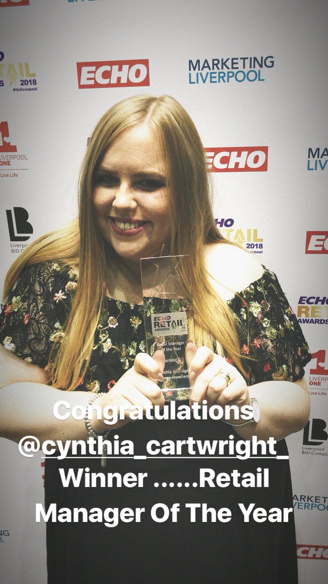 She did it ! <a href="/CynByName/">Cynthia F Aldridge</a> Retail Manager Of The Year <a href="/liverpoolretail/">Echo Retail Awards</a>  #Awards #liverpool #winner #love #wongsjewellers