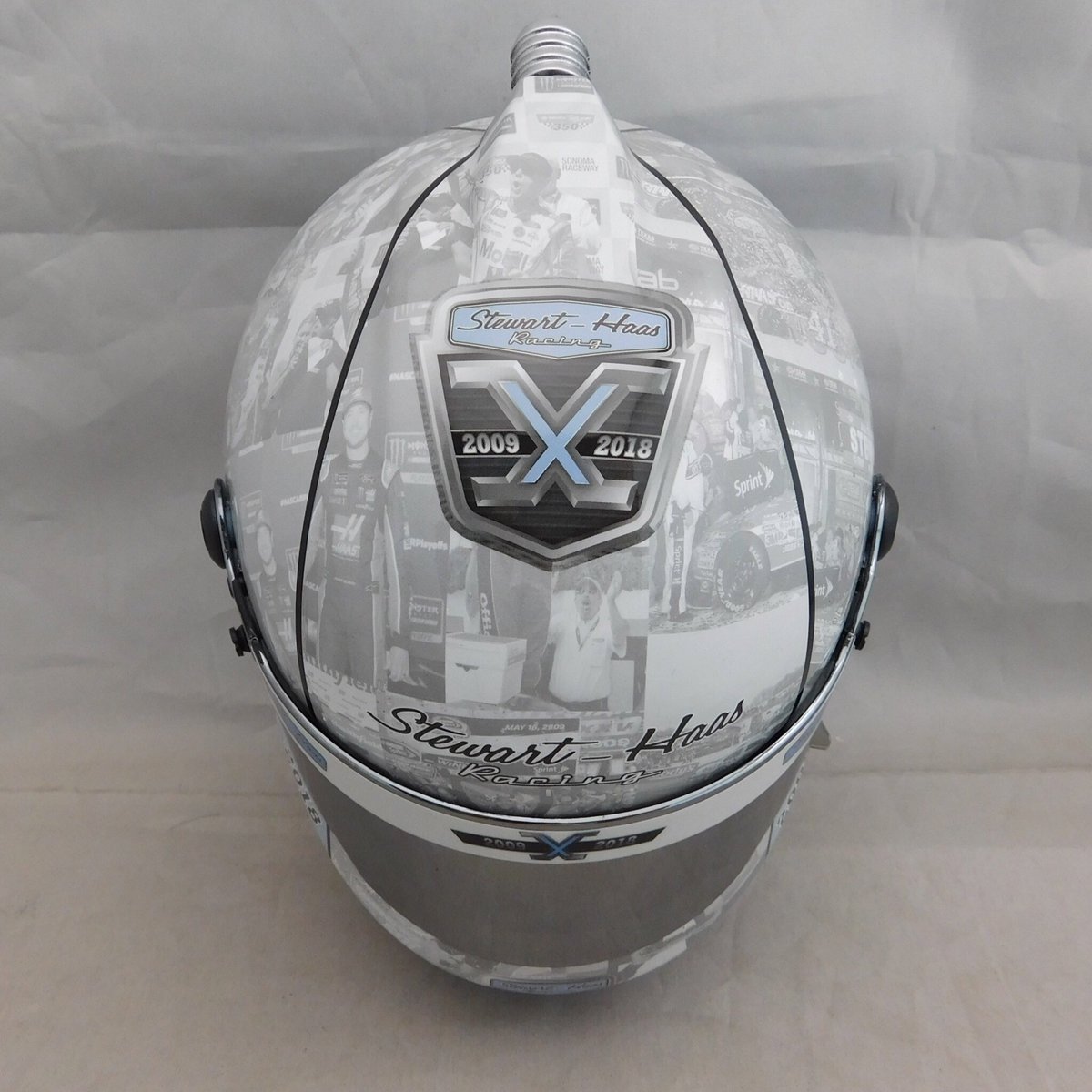 Jhammondstore's tweet photo. We now have IN STOCK the Stewart Haas 10th Anniversary Full Size helmets for $149.00. Call to order (864-346-5495). Pictures doesn’t do the helmet justice.  Only 100 produced. @HollywoodJeff @Jhammondstore @KevinHarvick https://t.co/cshZbLqP7j