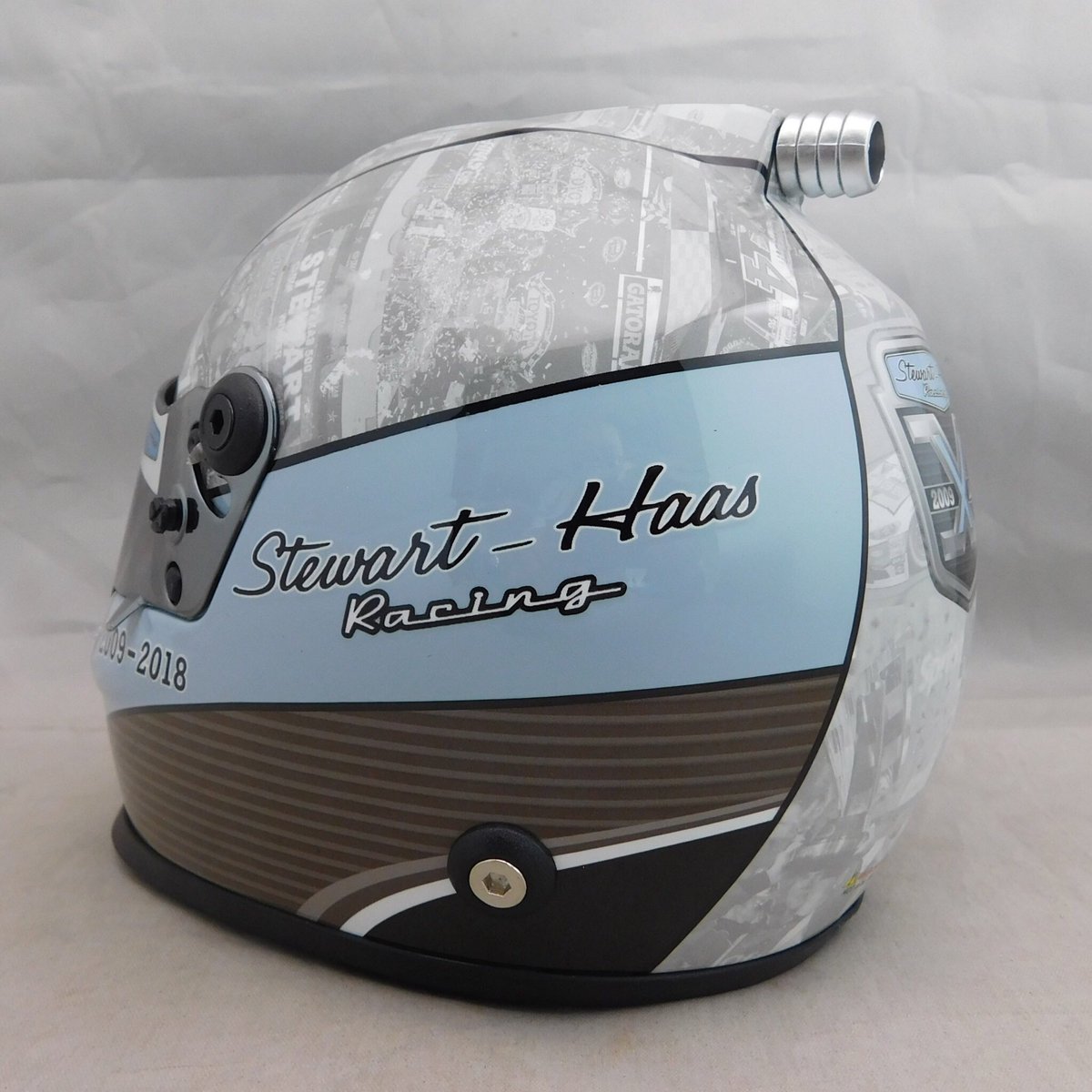 Jhammondstore's tweet photo. We now have IN STOCK the Stewart Haas 10th Anniversary Full Size helmets for $149.00. Call to order (864-346-5495). Pictures doesn’t do the helmet justice.  Only 100 produced. @HollywoodJeff @Jhammondstore @KevinHarvick https://t.co/cshZbLqP7j