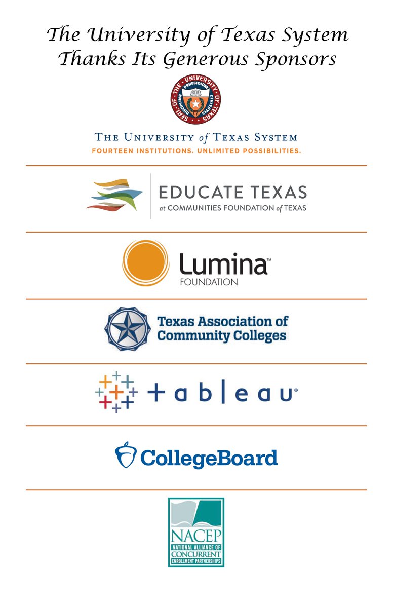 NancyDaniels12's tweet photo. Thanks to all of you who sponsored @utsystem's #VertexDualCredit Research & Policy Symposium 2018 on #ConcurrentEnrollment & #DualCredit in Denver. #EducateTexas https://t.co/4Of9IulYH9 @LuminaFound @TACC; @tableau @CollegeBoard @NACEPtweets. https://t.co/t0JOkq76HV https://t.co/AQUguAdzvn