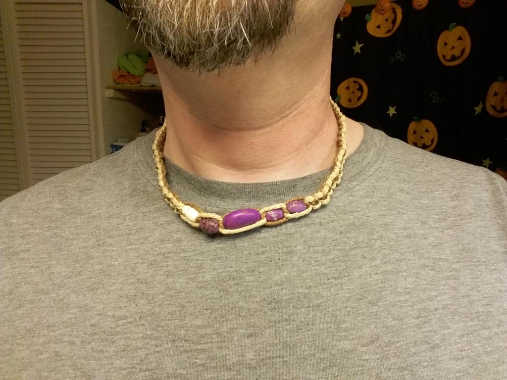 Gre7gL's tweet photo. @HKLuterman made me an authentic geroo necklace, just in time for #AnthroSE! Her bread is the white one. https://t.co/BgojHNTts4