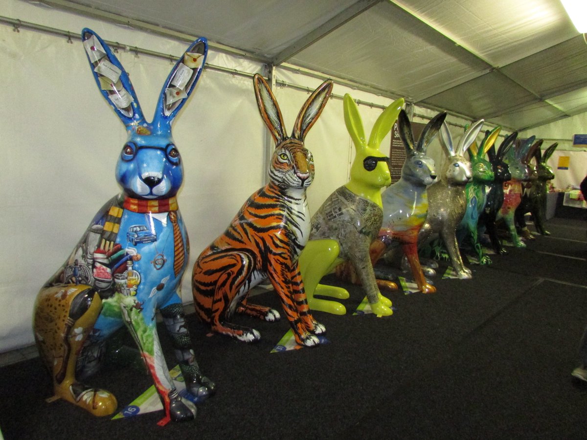 Great to see all these lovelies together, meeting wonderful artists who also signed our book &amp; happy visitors whilst being a volunt-hare with my daughter today.  Looking forward to the auction on Thursday @GoGoHares2018 #GGH18 #Norwich <a href="/HareLeQuinn/">HareLeQuin</a> <a href="/GoGoHaremione/">GoGoHaremione</a> <a href="/GoGoTigeHare/">GoGoTigeHare</a>