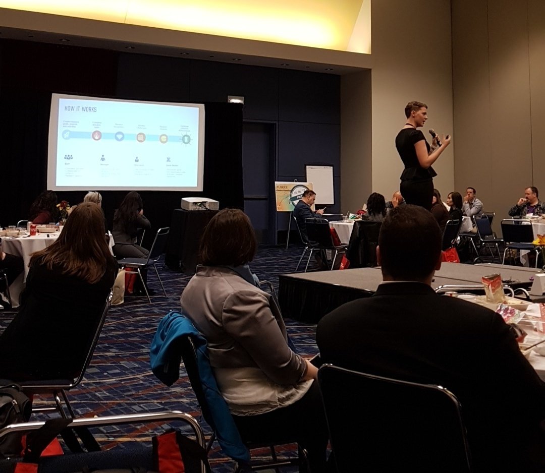 RobAlvarezB's tweet photo. @KerstinOberprie of Canberra @PentaQuest_io #gamification with government officials #gamicon2k18 #projectthrowdown #gamification https://t.co/mGMrpkwtoA
