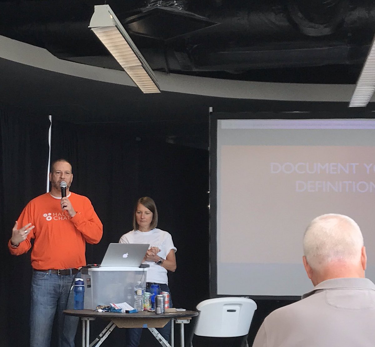 The <a href="/HallwayChats/">Hallway Chats</a> crew: <a href="/liamdempsey/">Liam Dempsey</a> and <a href="/TaraClaeys/">Tara Claeys</a> presenting together <a href="/wordcampbalt/">WordCamp Baltimore</a> #WCBalt