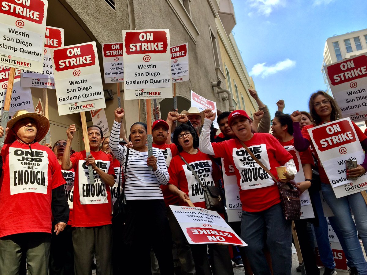 UNITEHERE30's tweet photo. Thank you SD City Council Pres @MyrtleColeforD4 for joining the picket line w/@WestinGaslampSD workers! Support frm our elected leaders goes a long way &amp; lifts up workers as they square off w/ the biggest,most profitable hotel company in the world. @Marriott #1Job #MarriottStrike https://t.co/6Lu4xKb5oS