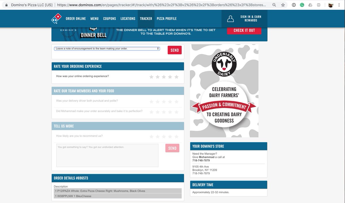 PorterThePorg's tweet photo. @dominos You literally give me a delivery time and then try to charge me an extra $5 b/c your system messes up... #NeverAgain  Now I have to wait another hour with 3 hungry kids... #Done https://t.co/UQM3Zpclag