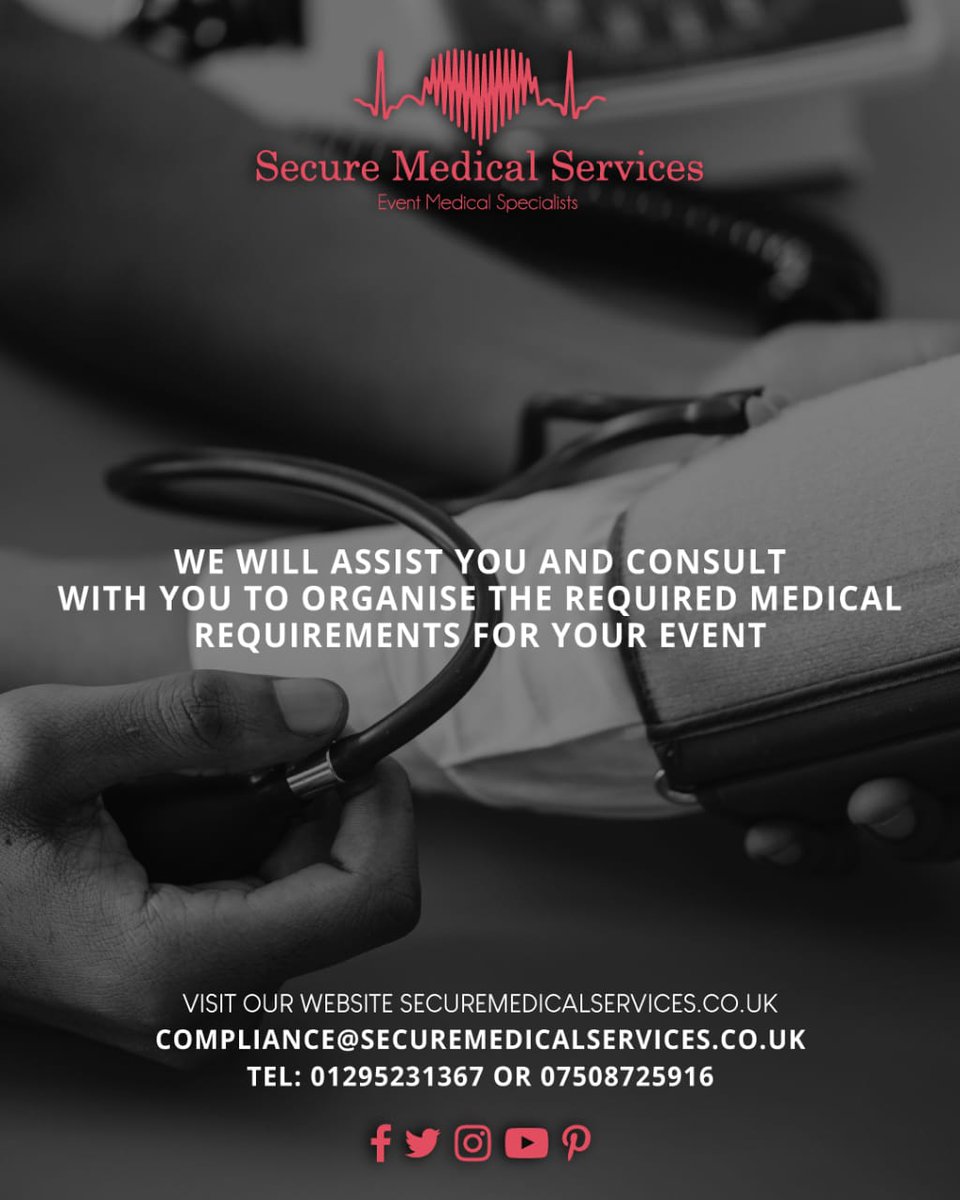 SecureMed_Ltd's tweet photo. We will assist you and consult with you to organize the required medical requirements for your event.
Visit https://t.co/uWQg1t700x.

#securemedical #medicalservices #medicalassiatant #eventservices #publicevent #privatefunction #medicalmission https://t.co/koZbqffQVE