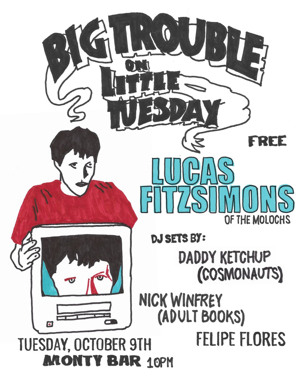 🔊LOS ANGELES🔊
Playing at <a href="/themontybar/">Monty Bar</a> 
Tuesday, October 9th! 
DJs: <a href="/cosmonauts/">Melody</a> <a href="/adultbooks/">yermom  ❌</a> @felipeflorescomics 
@panurge69 charming us behind the bar✨
10PM/Free of charge