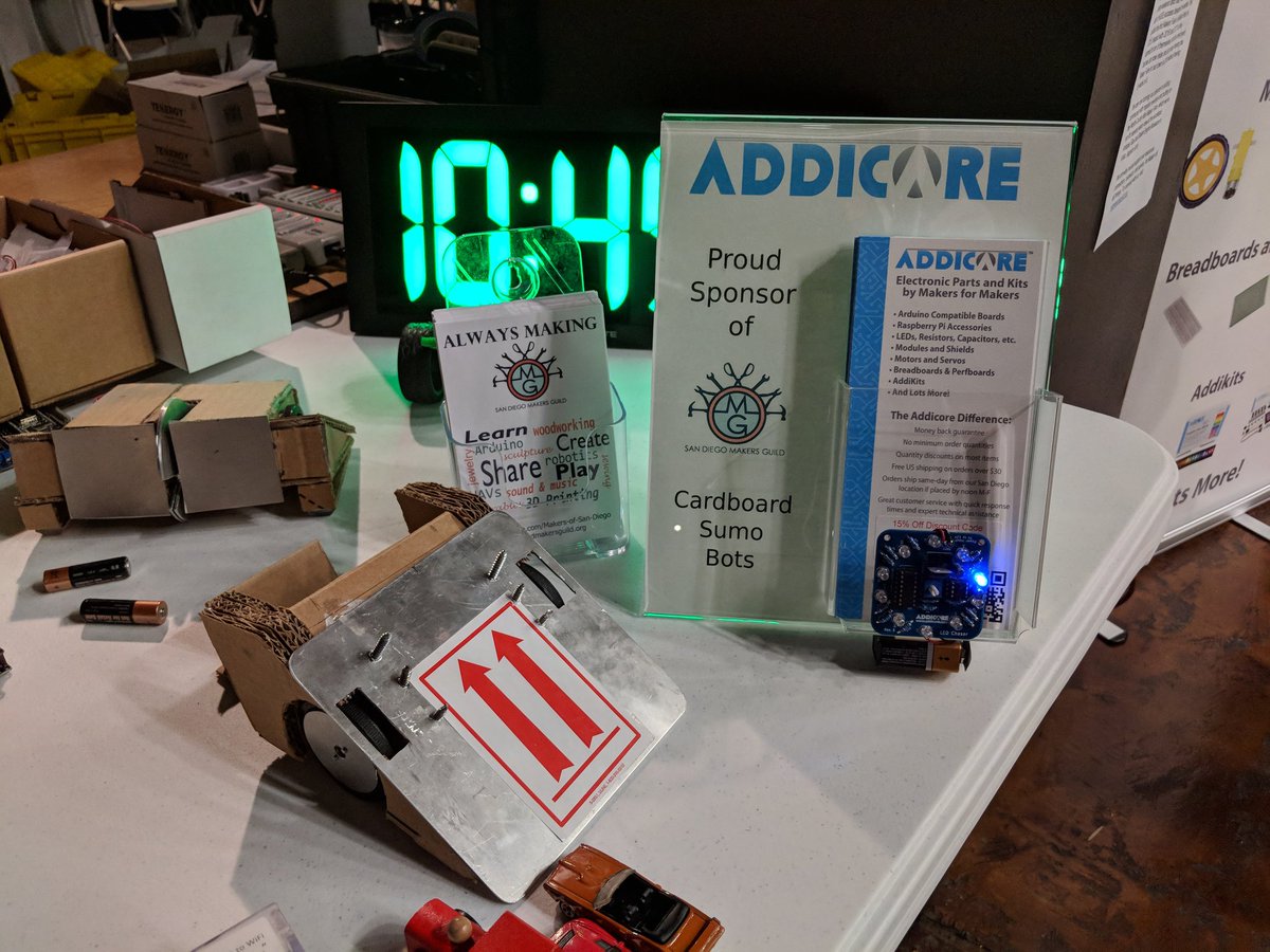 SDMakerFaire's tweet image. #make your own #sumobot 🤼‍♀️🤖🏎️ with @Addicore to duke it out with other #makers at @ComicConMuseum #MakerFaire #makerfairesandiego
