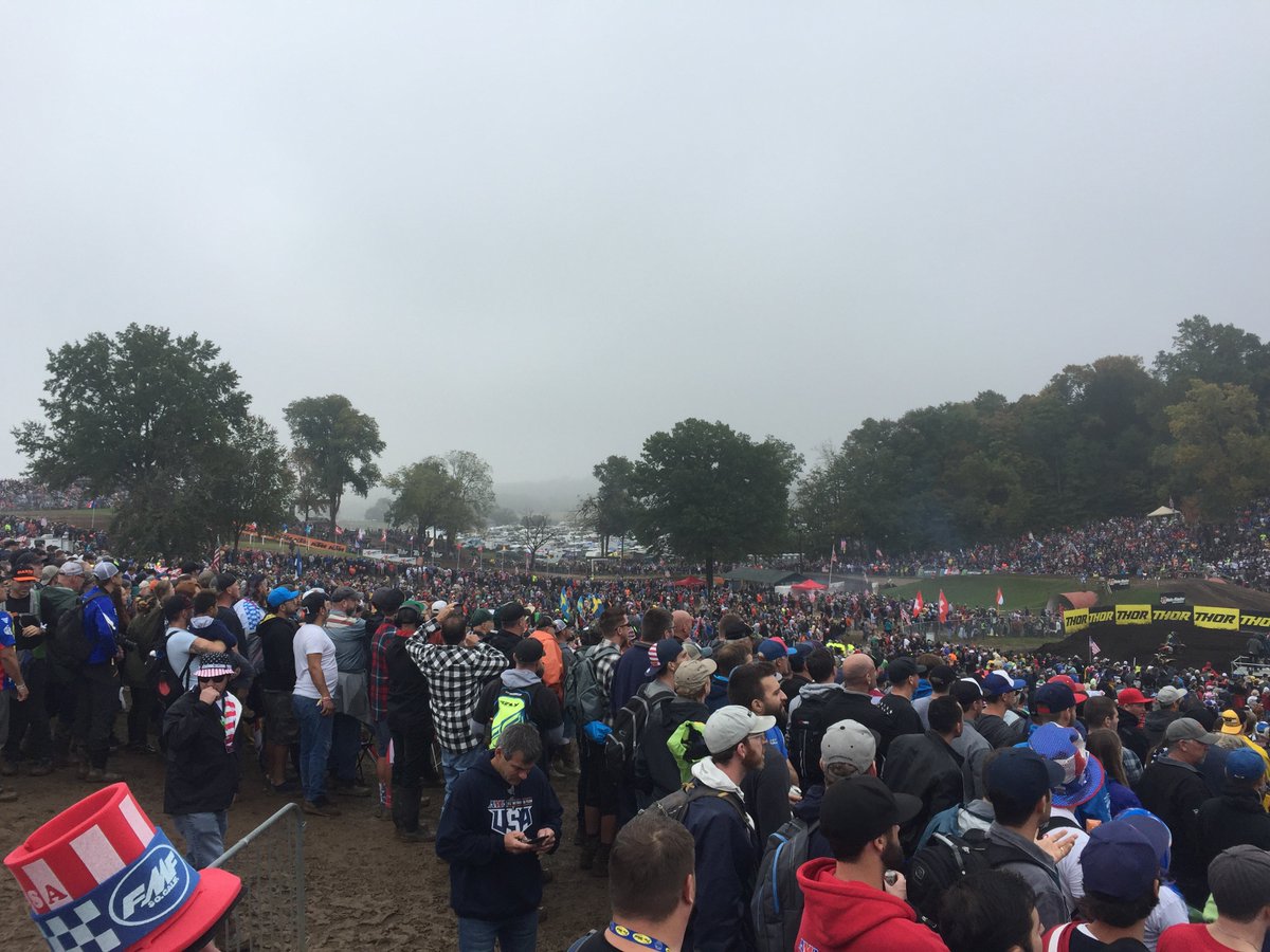 Heavy but exciting and unpredictable first #mxon2018 moto here at RedBud. Punishingly slick for riders and bikes. Standout performance has to be <a href="/tommysearle100/">Tommy searle</a> running 4th for a long period until the KX stopped, has rarely reached that position in #mxgp this year