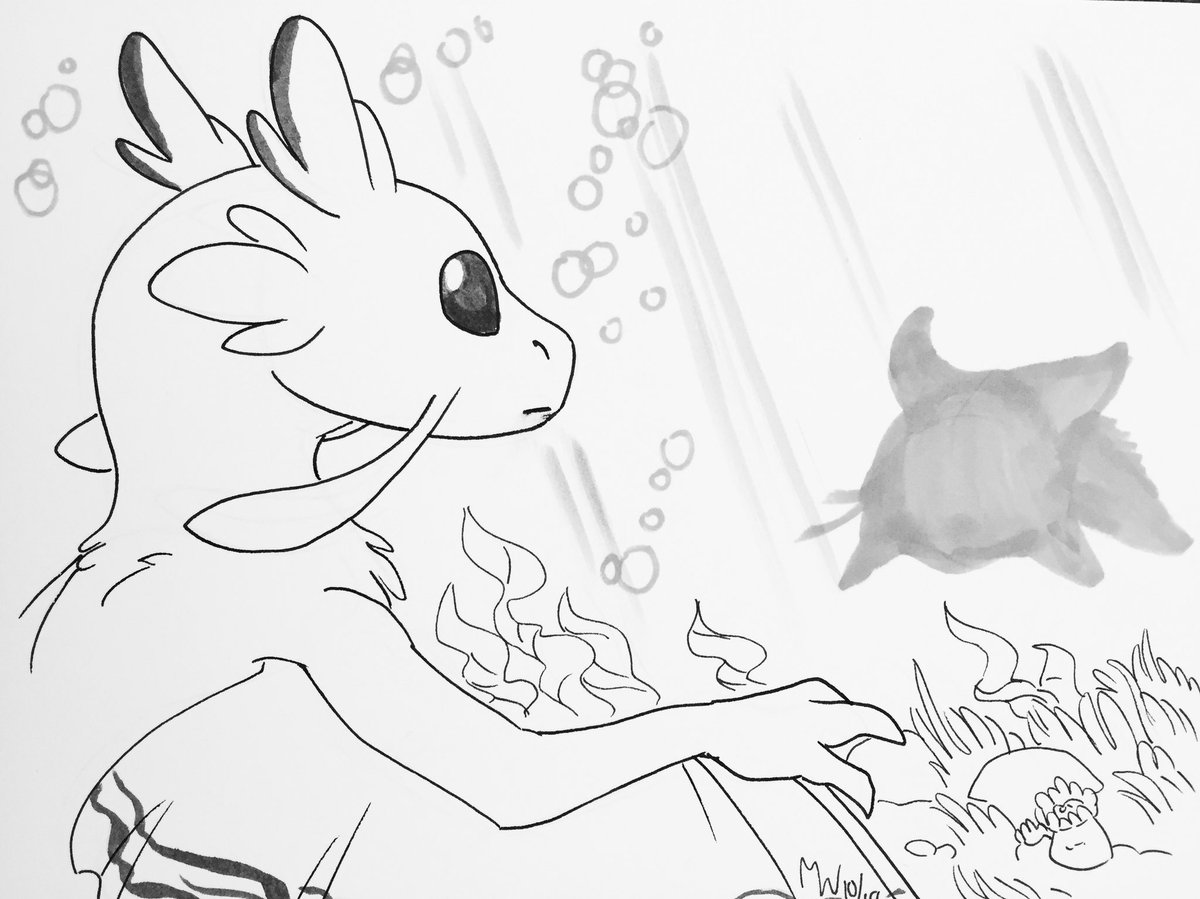 lynxgriffin's tweet photo. #inktober2018 day 7 - There’s something coming... should Skiggle approach it or flee? #giveananswer https://t.co/XNoiPi7PPY