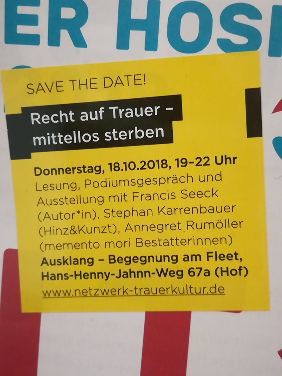 Francis_Seeck's tweet photo. Bald findet diese Veranstaltung in Hamburg bei der Hospizwoche statt. Kommt vorbei! #Klassismus #redeath #Trauer #Bestattungen #Hamburg @assemblage_news #Diskriminierung #HospizWoche https://t.co/JsvzqQUj0H
