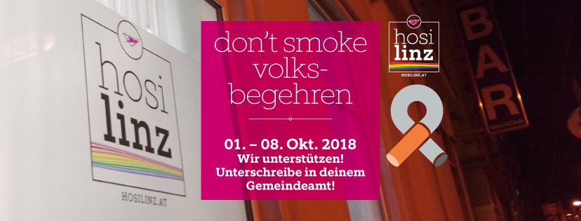 Mit dem Forty Nine betreiben wir d. einzige rauchfreie Queer Bar in OÖ. Wir unterstützen das <a href="/DONTSMOKEat/">DON'T SMOKE.at</a>-#Volksbegehren für rauchfreie Lokale &amp; Restaurants. Und ja, es funktioniert im #FortyNine sehr gut!
Unterschreibe bis morgen online o. im Eintragungslokal. In Linz bis 18 Uhr
