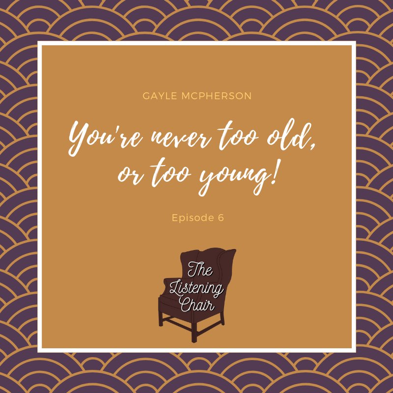 Have you ever caught yourself saying something along these lines?
'I'm too old to start over.'
'I'm too young to give that a try.'

Time to listen to Episode 6 of the Listening Chair, dear friend. #noagelimits #godcallsallages #allkingdombuilders #nevertooold #nevertooyoung