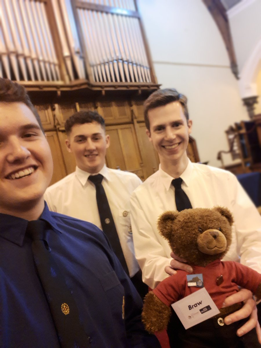 Jamie_McIntosh's tweet photo. Today was our Founder's Day Service - when we celebrate the vision of William Alexander Smith who started @theboysbrigade 135 years ago. #BB135.
You'll never guess who was there! @BrawTheBear - B.B. mascot in the Year of Young People #YOYP2018 https://t.co/qg6HFVKgna