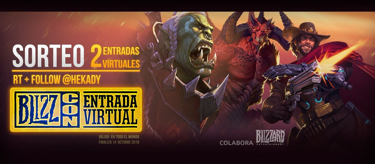 Hekady's tweet photo. ¡Gracias a @Warcraft_ES SORTEO x2 entradas virtuales para #BlizzCon2018!

🔄♥️Participa: RT + Follow @Hekady 
🌍🎟️Válido a nivel mundial
🗓️🎁Termina el 14 de octubre https://t.co/UcpmPtb7yE