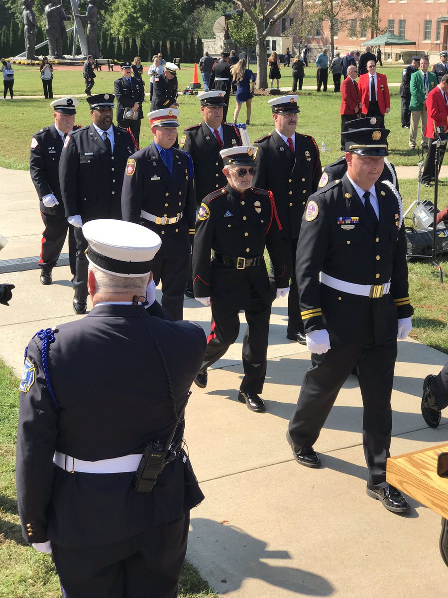 LCFR_HG's tweet photo. The Honor Guards, Pipes & Drums present the flags and render an honor salute to the families of our fallen firefighters #FireHero2018 https://t.co/GYn6vzP8xm