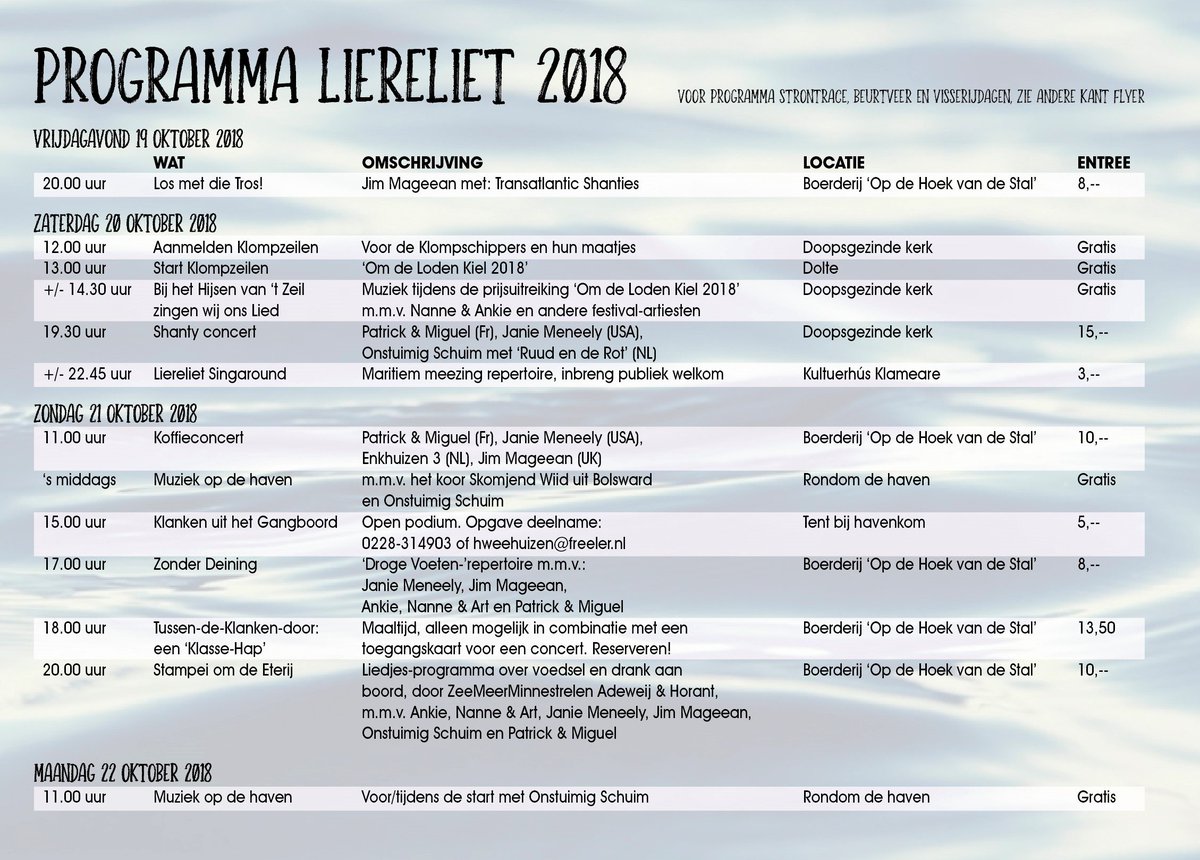 Workum2's tweet photo. #Strontweek #Liereliet Internationaal Festival van Maritieme Muziek in #Workum 19 - 22 oktober 2018, informatie, kaarten & programma: https://t.co/OYylTpeiQ9 #cultuur #zingen #IJsselmeer #Warmond #Strontrace #Beurtveer #Visserijdagen #zeilen #maritiem #LF2018 #ambacht #Zuiderzee https://t.co/GtR0naLoaO