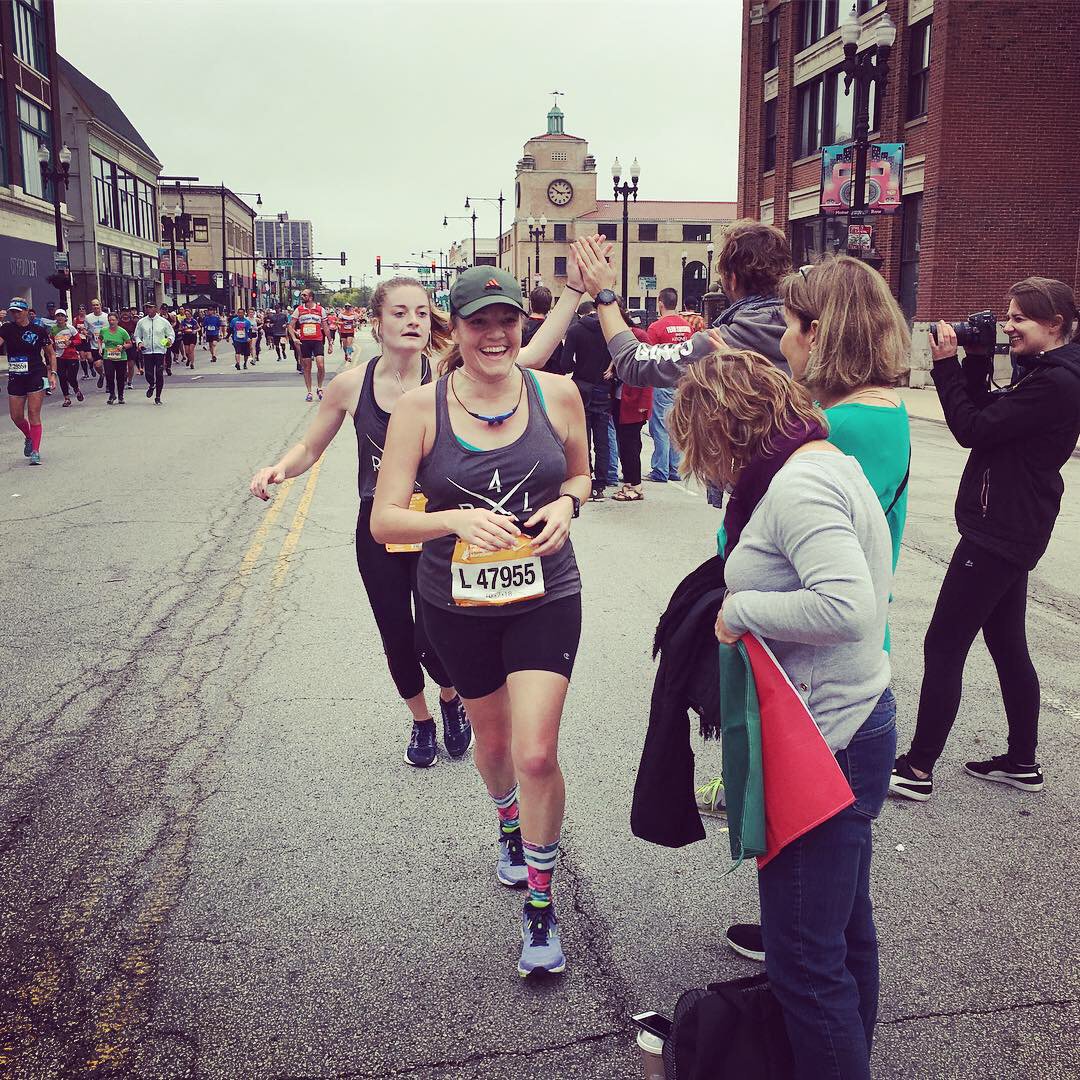 latinospro's tweet photo. Our Chief Advancement Officer, Adrienne Lange, running through the last two miles of the @chimarathon alongside her little sister Grace Lange. Everythingβs a family affair with #TeamLatinos! .
#Run4Latinos https://t.co/B7Fmr9QgJ3
