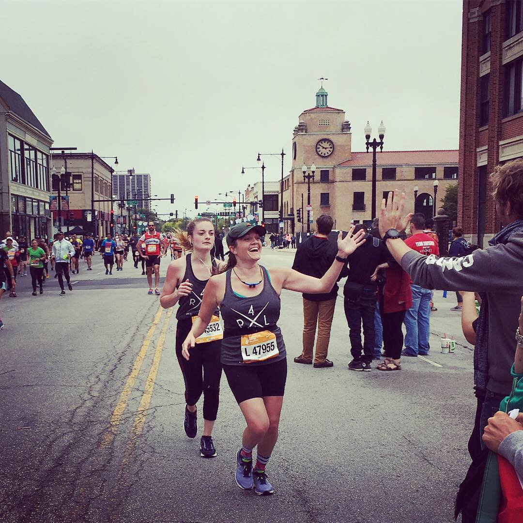 latinospro's tweet photo. Our Chief Advancement Officer, Adrienne Lange, running through the last two miles of the @chimarathon alongside her little sister Grace Lange. Everythingβs a family affair with #TeamLatinos! .
#Run4Latinos https://t.co/B7Fmr9QgJ3