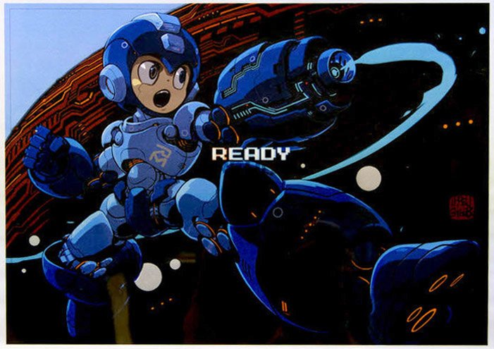 Illustrations featured in the Rockman 30th anniversary exhibition