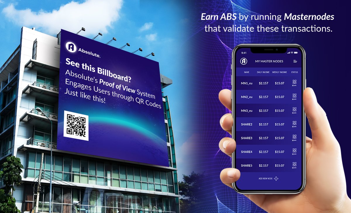 AbsifyMe's tweet photo. Imagine receiving $ABS for being in the right place at the right time. Location pull rewards with the Absolute #ProofOfView system. Read all about our #masternodes and #POV nodes reward structure in our Litepaper: 

https://t.co/DI06q52hgb https://t.co/iUR9IUYvzS