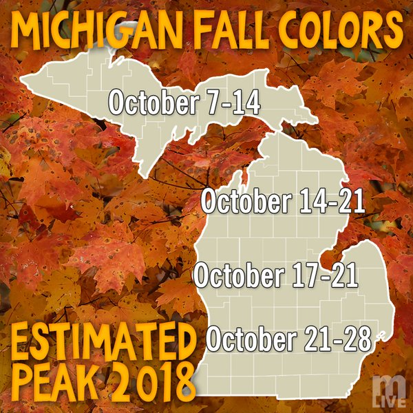 HarborBrenn's tweet photo. When fall colors will peak in Michigan in 2018 https://t.co/dHA9VPrdF2 https://t.co/fjj3e1RxY1