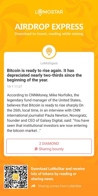 Download LoMoStar and immediately participate in reading mines click https://t.co/9GTH8QeOiu to download