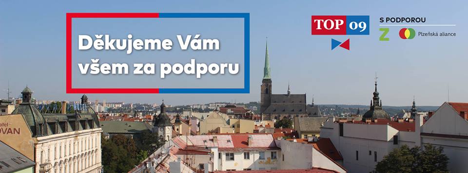 TOP09Plzen's tweet photo. "Vážení voliči, děkujeme Vám! Jsme rádi, že jste ocenili práci, kterou v zastupitelstvu města a ve vedení městských obvodů odvádíme. Vaše mimořádná důvěra je pro nás zavazující. I v dalším období Vás budeme co nejlépe reprezentovat," říká předseda plzeňské TOP 09 Michal Vozobule. https://t.co/iddG9KtLD2