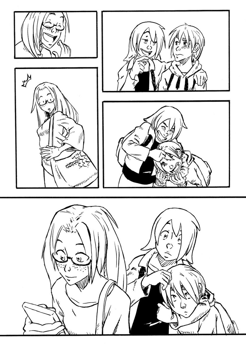 So, die erste Woche ist rum und ich bin noch dabei ^^v
 Heute Seite 7 meines #inktober #manga! ^^
 Side Quest: Wem kommt das Mädel mit dem schwarzen Shirt bekannt vor? ^__^