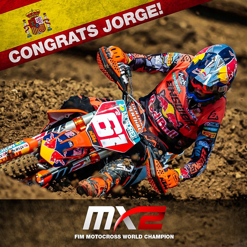 Jorge Prado ha ganado la categoría de MX2. Campeón del Mundo y campeón del MXdN! 🇪🇸