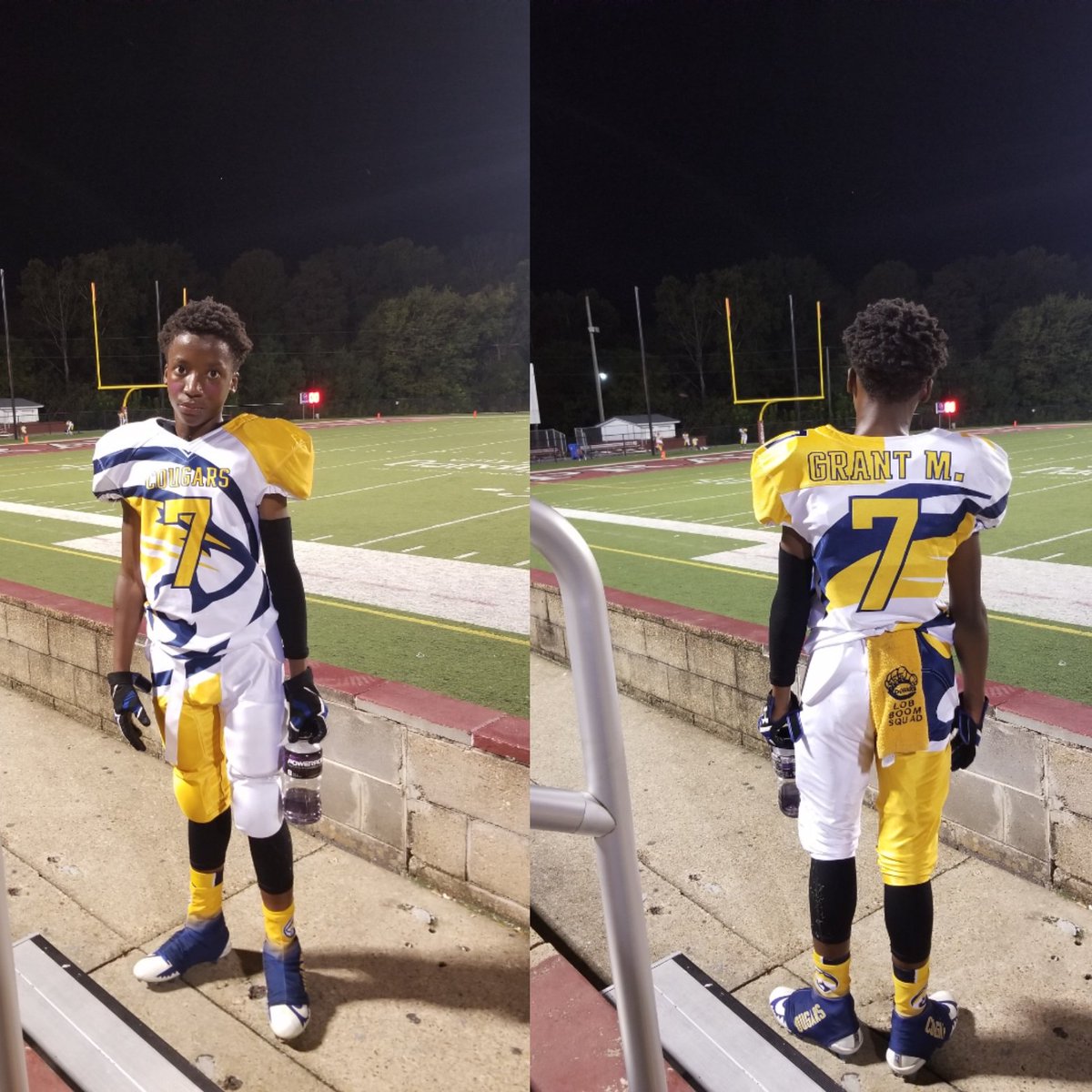 lilmilkjr2's tweet image. 2 tds 1int 1sack pass and run for 2pt 10 tackles #36-0 #prouddad #peeweefootball #7QB/OLB #CougarNation