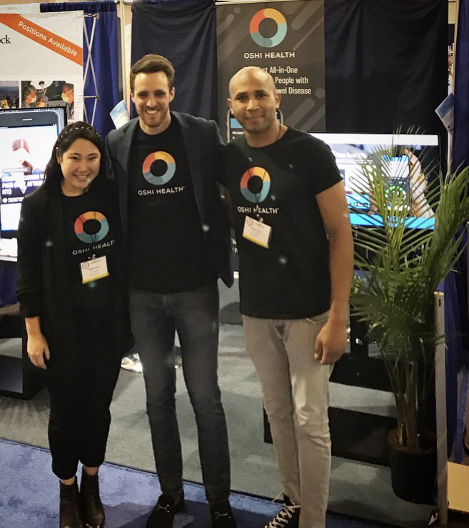 OshiHealth's tweet photo. Find #TeamOshi at booth 260 as we kick off day one of #ACG. Chat with our wonderful team, learn more about our leading #IBD management app, and grab some #OshiHealth swag! #oshi #oshihealth #IBD #ACG2018 https://t.co/0z0YcjHeMi