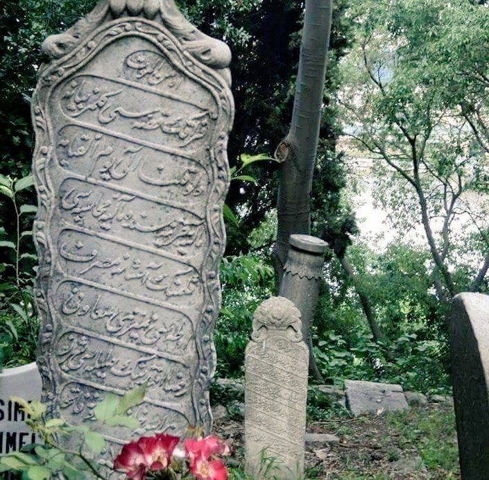 Eyüp mezarlığında bir hanım... 

Mezar taşında aynen şöyle yazıyor:

"Firâkın katresi gelmez beyâne 
velev kulnâ ilâ yevmil kıyâme... "

"Kıyâmet gününe kadar anlatmaya çalışsanda 'ayrılığın' zerresini anlatamazsın"