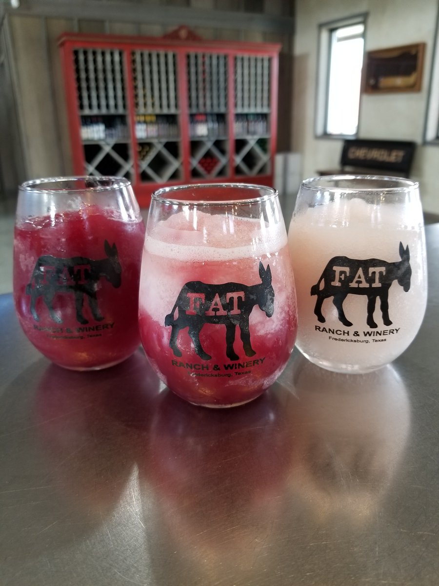 FatAssWinery's tweet photo. It's Sangria Sunday! 2 for 1 on our fabulous frozen Sangria drinks 11-5 pm today. #FatAssWinery #nopinkies #HillCountryWine #WineTours #Fredericksburg #Winos #PeachWine #WineClub #SangriaSunday #TxWine https://t.co/BH9tvOHZET