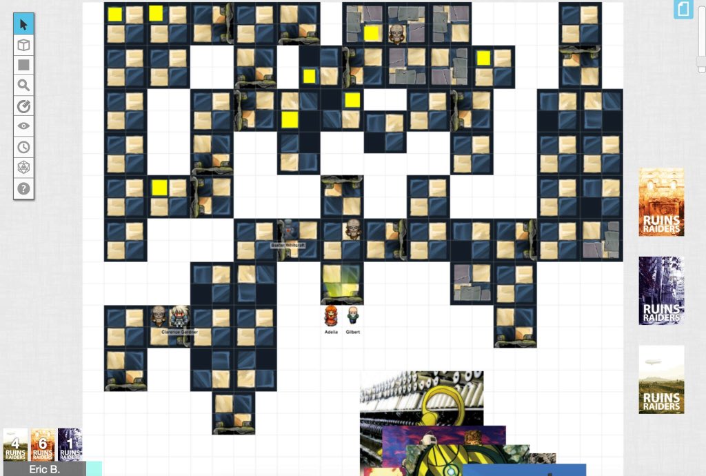 RuinsRaiders's tweet photo. Update! Of course the "final boss" happened in the room where we finally found the master chest, just as a trap was triggered, sealing off Adelia from her fellow explorer, Gilbert. Adelia raced through and Gilbert went around, chased by two mummies and two surprise characters https://t.co/MM72m73d2d
