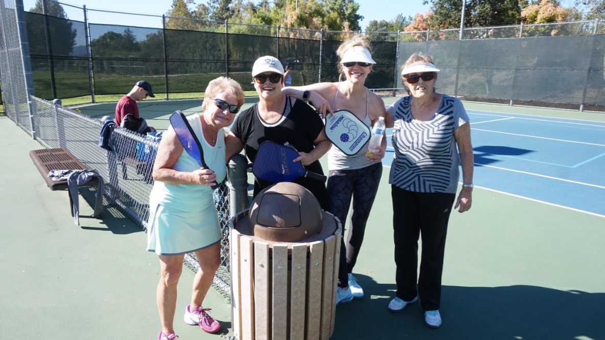 SwiftMiguel's tweet photo. last night @LaurenHolly &amp; @rosalind23 at #Carousel2018 Carousel of Hope ball, this morning...playing #Pickleball living the life @oakparkpickleball @PickleballCA @PickleballHam @OntarioPBStore @chautauquapball @PickleballMag1 https://t.co/8vWRfbeyy6