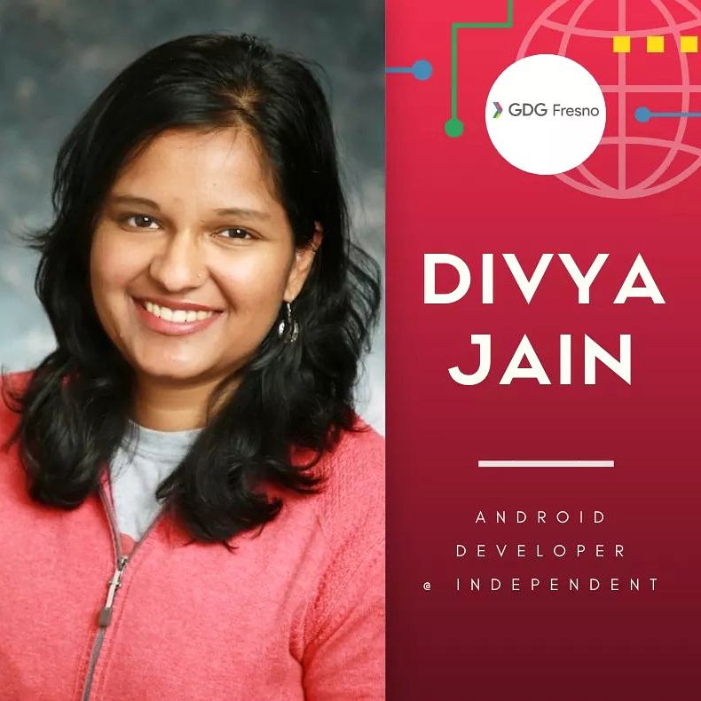 Introducing another one of our amazing speakers, Divya Jain! She is a mobile developer, with 5 years of industry experience. Join us at #devfest18 to listen to her story. #gdgFresno