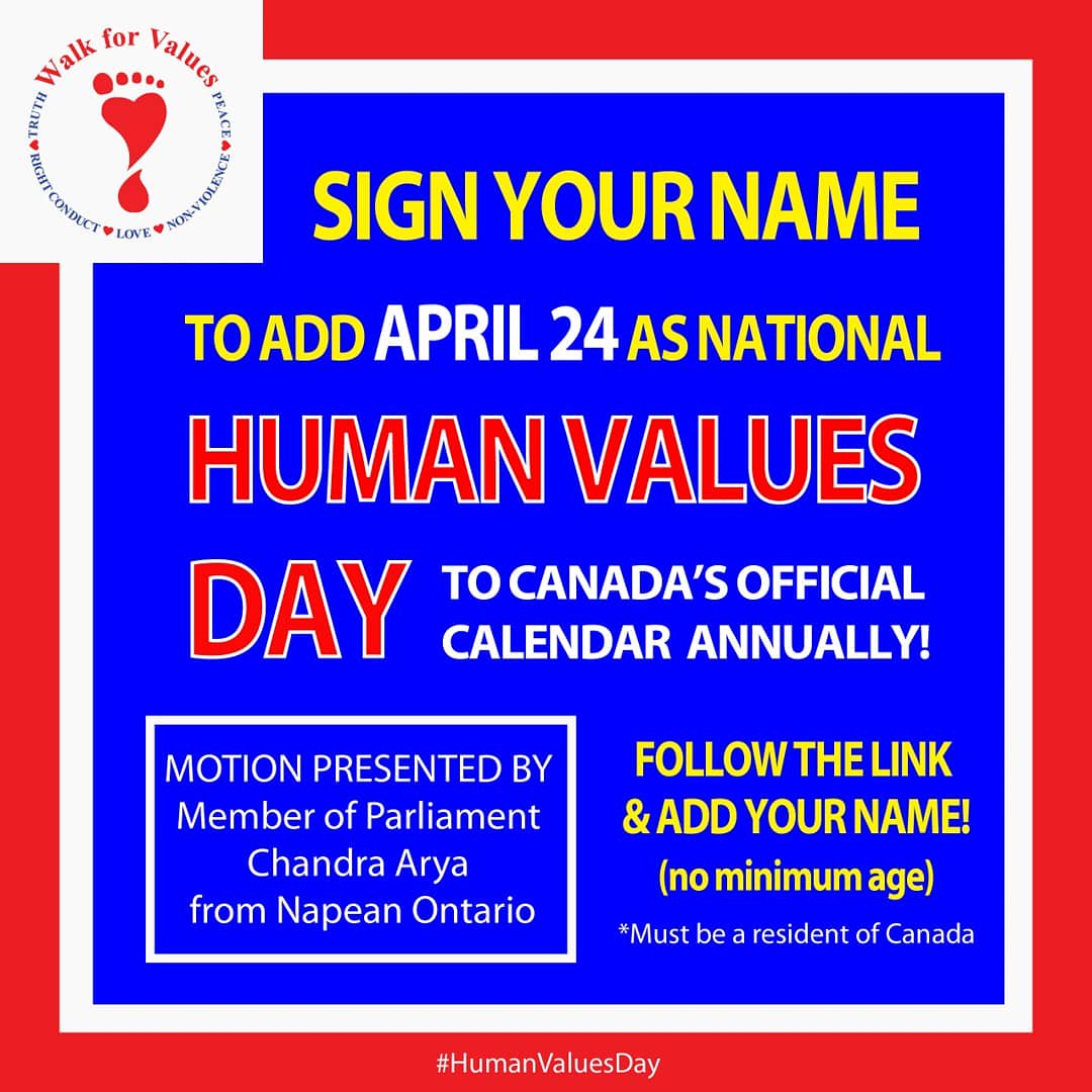 walkforvalues's tweet photo. We're excited to share this incredible opportunity to have an annual National #HumanValuesDay declared by the Government of #Canada! Add your name:
https://t.co/subXrcdFEE https://t.co/4UHTEpcaKj