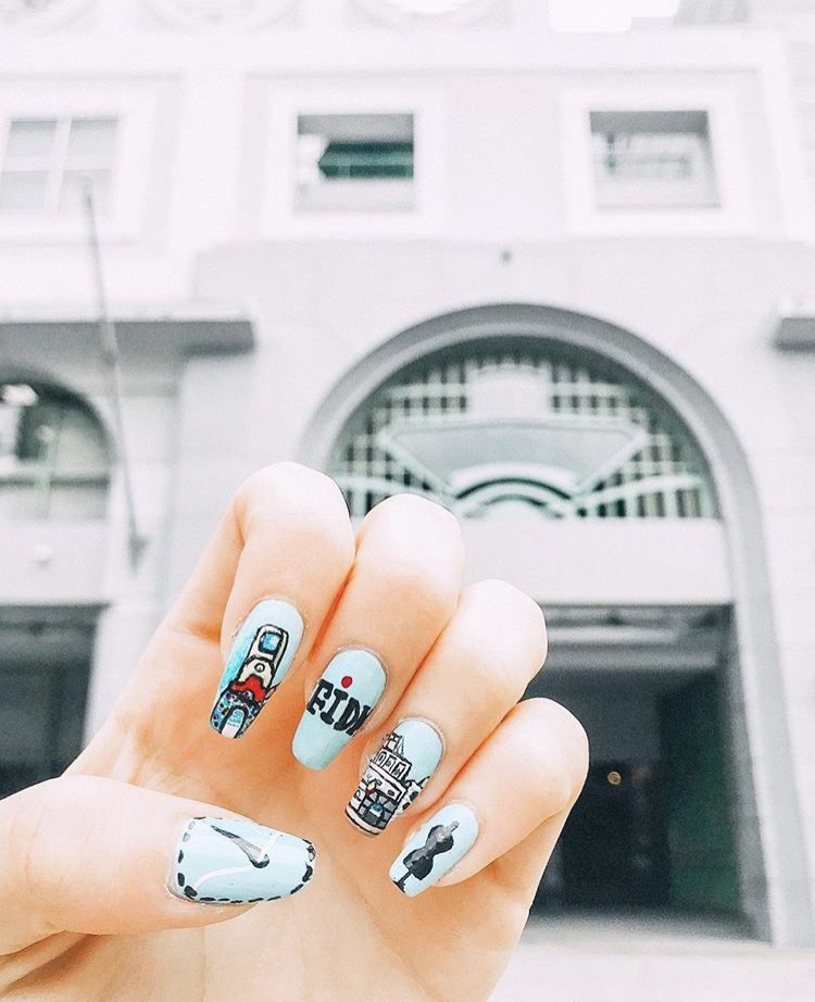 FIDM's tweet image. How cool are new #FIDMStudent, Stefanie Sauri's, nails?! Happy Fall Quarter, #FIDMNation! We hope the next 10 weks are filled with creativity, adventure, passion and hard work! #StudentWorkSunday