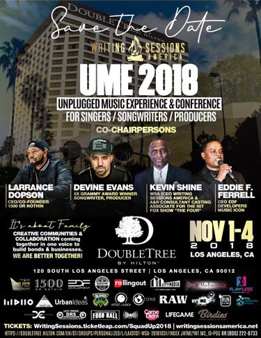 Kevin_AnR_Shine's tweet photo. #WSASquadUp2018 -Nov 1-4 LOS ANGELES CALIFORNIA- Grammy Award winners, platinum songwriters and Producers , along with some execs , movers &amp; shakers come together at the Unplugged Music Experience- join the Movement https://t.co/335zQRx0h0 - Don’t Miss It!!! https://t.co/99hHjZcVNE
