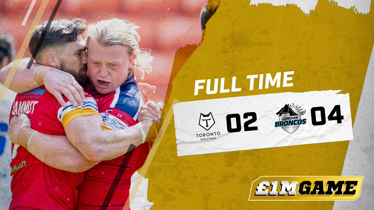 SuperLeague's tweet photo. BRONCOS ARE BACK!!! 💪🎉🎉

Been a gritty #MillionPoundGame but @LondonBroncosRL get to job done in Toronto and are back in Super League! https://t.co/yFbi0mtDtE