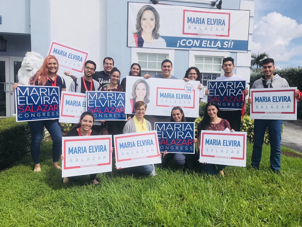 MaElviraSalazar's tweet photo. Thank you very much to the @MDCollege and @mdcgop students for your support and commitment to this campaign. I am beyond grateful for your continuous efforts in ensuring our voice is heard, even on weekends. 
 #TeamMariaElvira #ConEllaSi #MariaElviraSalazar #District27 https://t.co/KjWxPi42LK