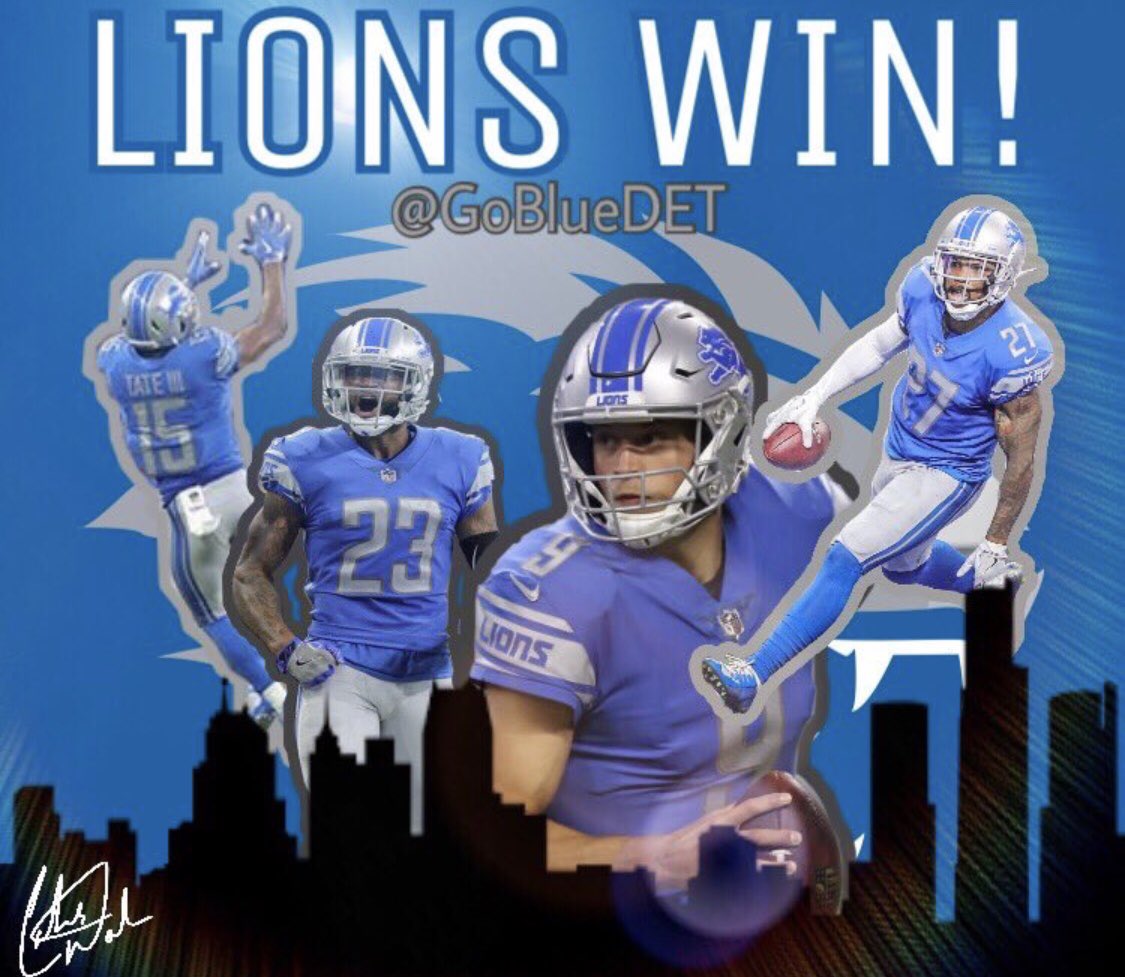 GoBlueDET's tweet photo. LIONS WIN!!! The Lions beat the Packers 31-23!!! Shoutout to @crosbykicks2!!! #OnePride https://t.co/Bt6gZyMQ7R