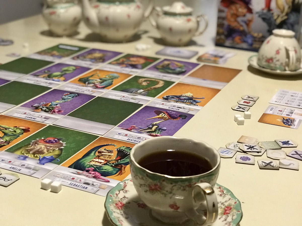 Dinosaur Tea Party, restored from Whosit? by Parker Brothers, restored by  <a href="/robdaviau/">Rob Daviau</a>, <a href="/jayahre/">JR Honeycutt</a>, <a href="/JustinDJacobson/">Justin D. Jacobson</a>, and <a href="/RestorationGame/">Restoration Games</a>  with Yorkshire Tea by <a href="/YorkshireTea/">Yorkshire Tea</a>