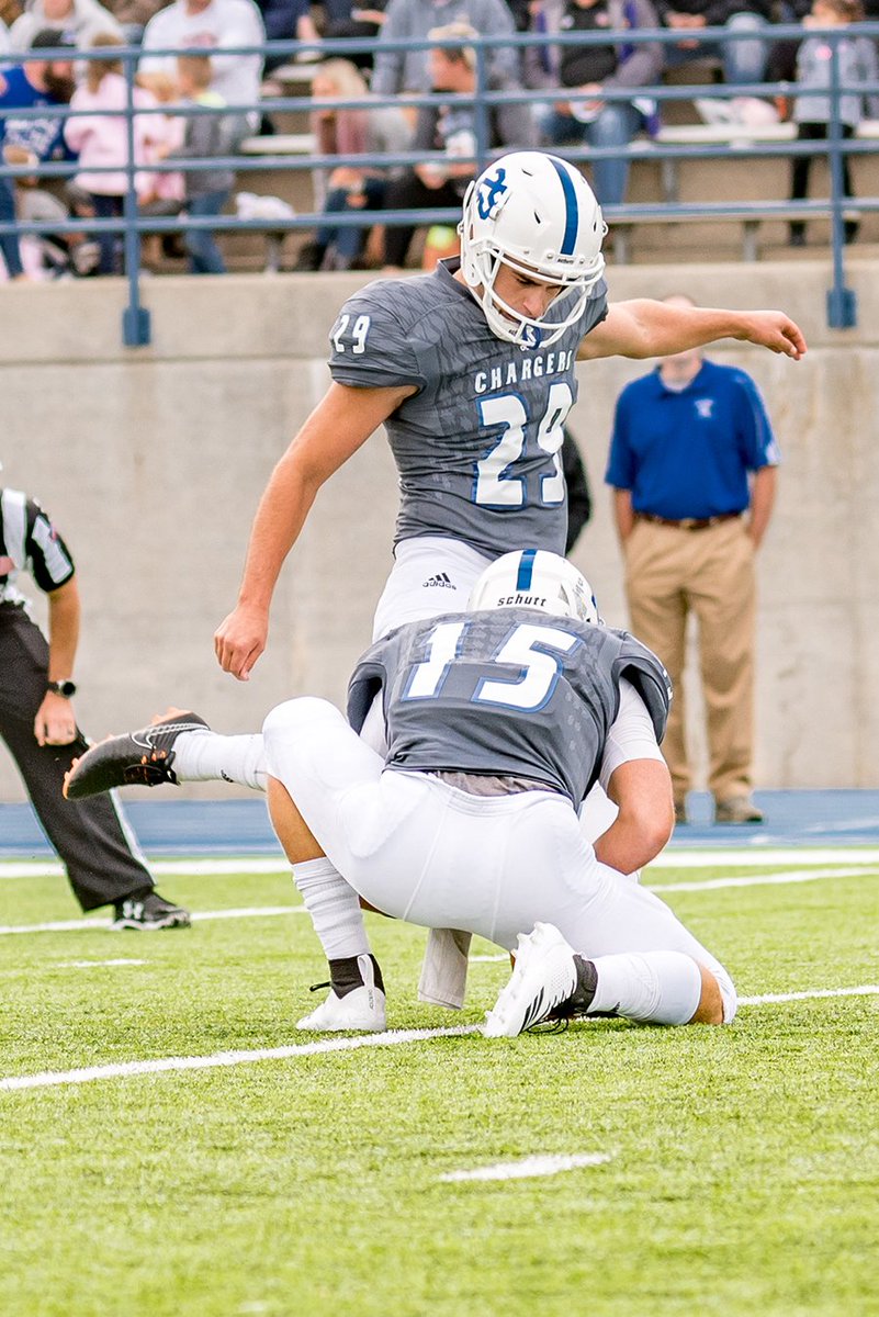 HCChargers's tweet photo. Stat check: Joe Philipp's game-winning 51-yard field goal in yesterday's win over Findlay was Hillsdale's first made 50-plus yard field goal since 2002. https://t.co/y2gxl6ERKu