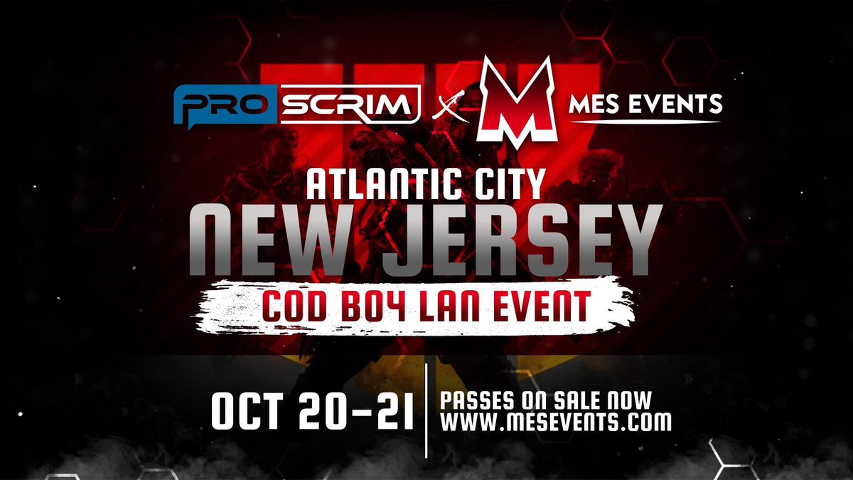 proscrim's tweet photo. 100% Payout + Full Gameacon Convention Access

- 100% Payout 
- 5v5 B04 LAN Event 
- October 20-21 at Atlantic City GameAcon 
- @ProScrim x @MESEvents 

Passes on sale now at https://t.co/bnrUSlmHF6 https://t.co/o1VcboLPBB